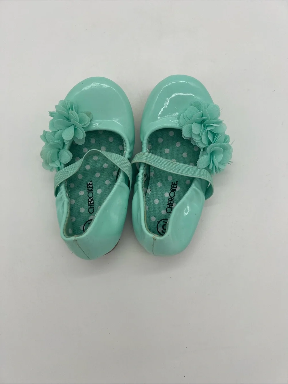 Cherokee Girls Green Floral Shoes Sz 6